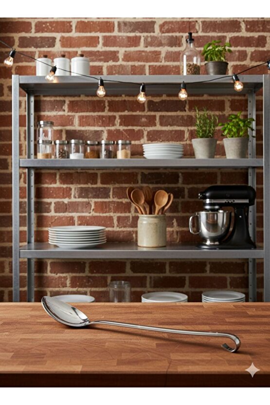 Paslanmaz Çelik Profesyonel Servis Kaşığı - 45 cm Endüstriyel Mutfak Servis Gereci 1810 304 (3)