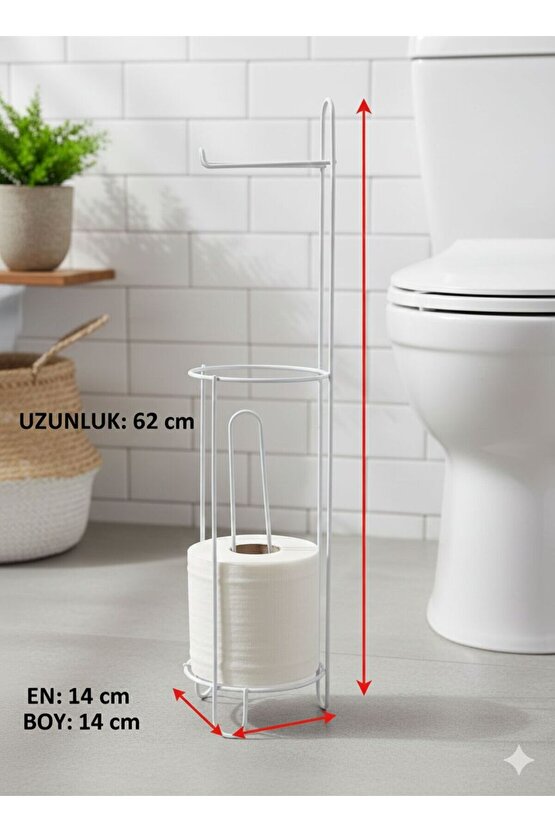 Tuvalet Kağıtlığı Wc Kağıtlık Yedekli Metal Tuvalet Kağıdı Standı Tutacağı Askısı