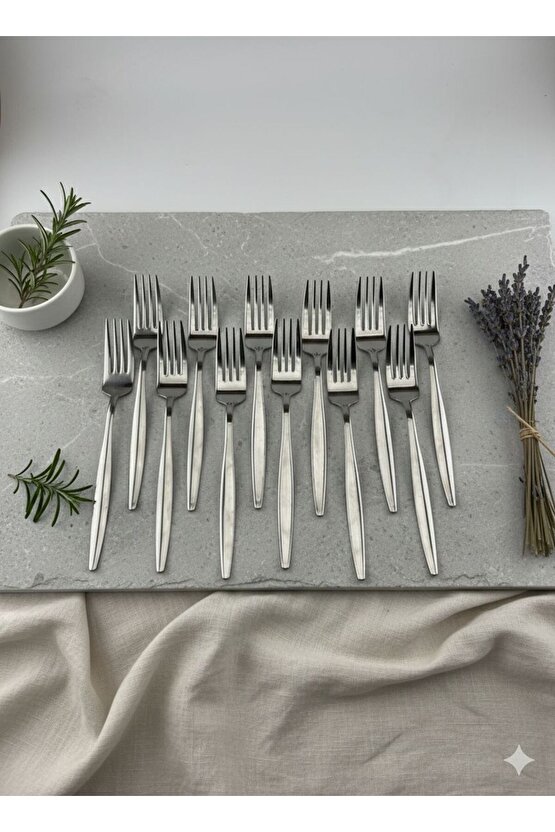 12li Natural Sivri Yemek Çatalı