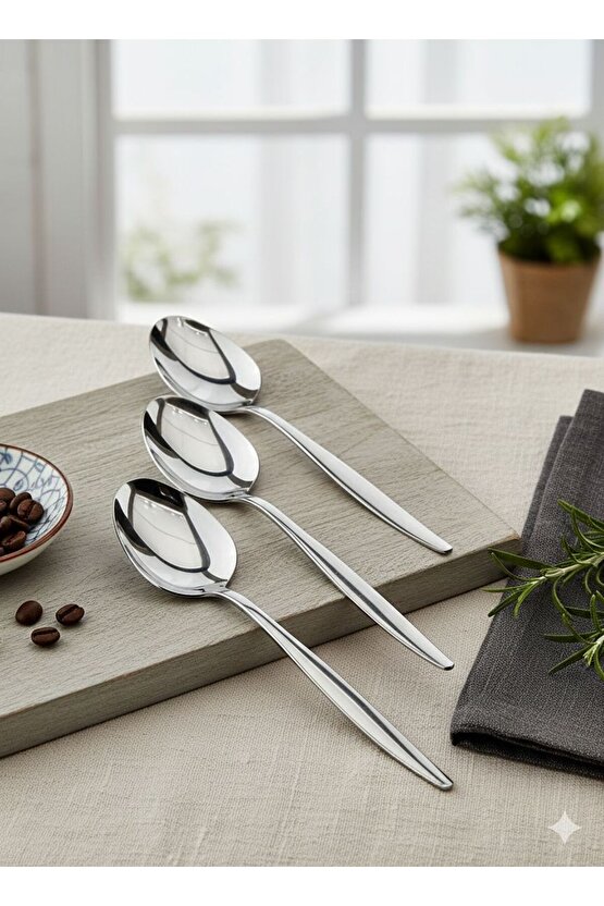 12 Parça 6 Kişilik Natural Sivri Yemek Kaşık & Yemek Çatalı