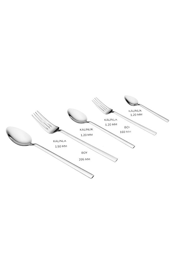 Kutulu 30 Parça 6 Kişilik Çatal Kaşık Takımı Düz Model