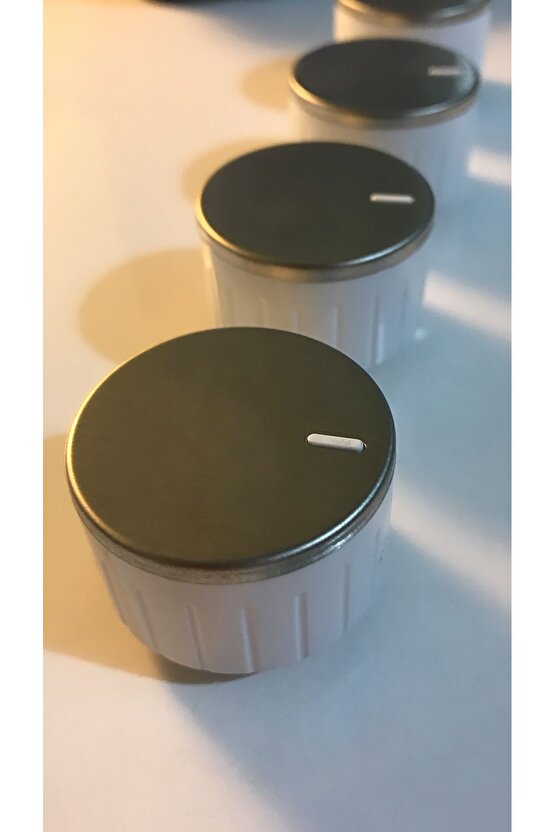 ANKASTRE SET ÜSTÜ PASLANMAZ KROM YAYLI OCAK BEYAZ DÜĞMESİ 4 ADET