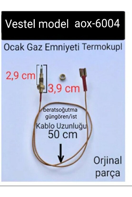 VESTEL ANKASTRE OCAK TERMOKUPL GAZ EMNİYET SENSÖRÜ MODEL AOX-6004