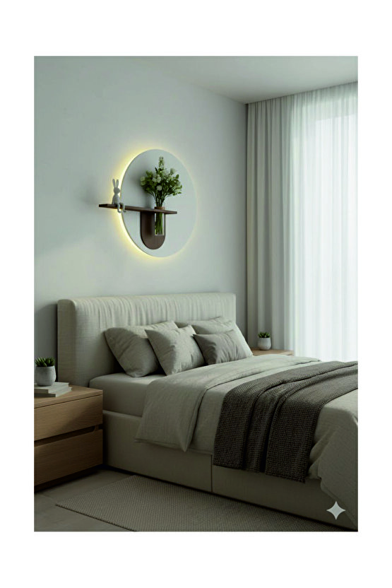 Led’li dekoratif tablo yuvarlak modern saksılı tablo ÇAP 47 CM