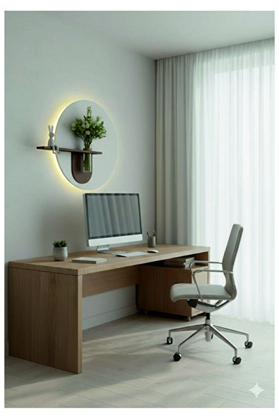 Led’li dekoratif tablo yuvarlak modern saksılı tablo ÇAP 47 CM