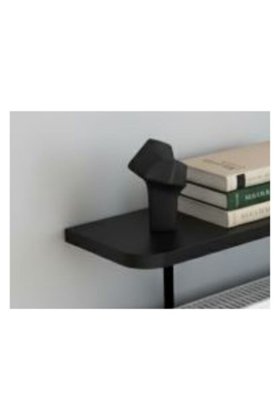 4 KÖŞE OVAL Petek Üstü Raf Dresuar Duvara Montajsız Kalorifer Peteği Üstü Raf 140x18cm SİYAH