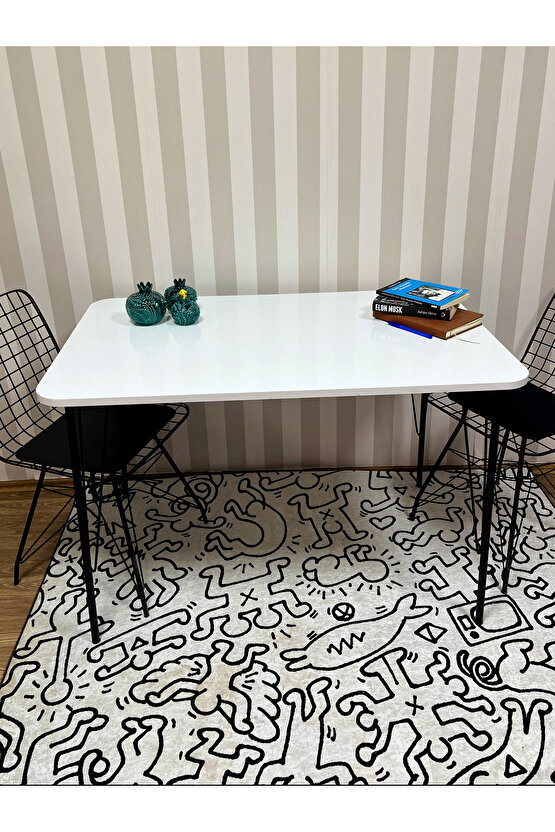Siyah Metal Ayaklı 60x90beyaz Mutfak-balkon-çalışma Masası