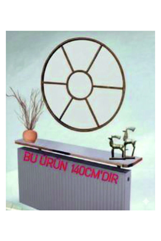 4 KÖŞE OVAL BEYAZ GOLD Petek Üstü Raf Dresuar Duvara Montajsız Kalorifer Peteği Üstü Raf 140x18cm