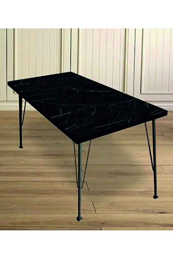60×120 Metal Ayaklı Masa Mutfak Masası Çalışma Masası Bilgisayar Masası SİYAH MERMER