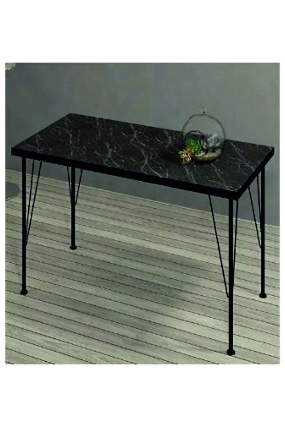 60×120 Metal Ayaklı Masa Mutfak Masası Çalışma Masası Bilgisayar Masası SİYAH MERMER