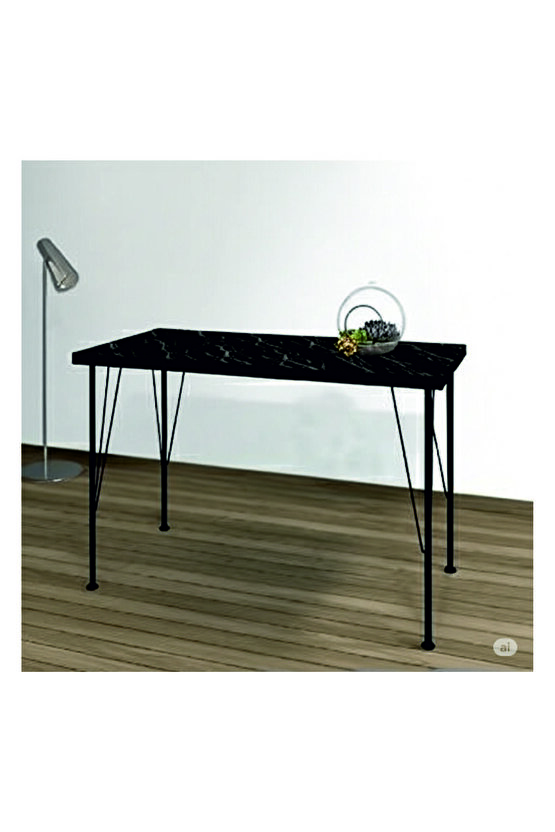 60×120 Metal Ayaklı Masa Mutfak Masası Çalışma Masası Bilgisayar Masası SİYAH MERMER