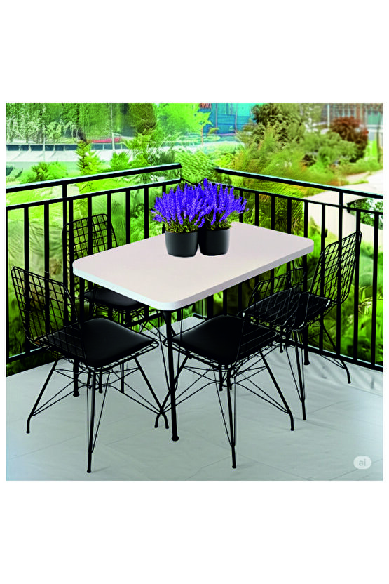 Metal Ayaklı 60x90cm Kalınlıklı (TEK MASA)Mutfak Masası Balkon Masası Çalışma Masası BEYAZ 60X90