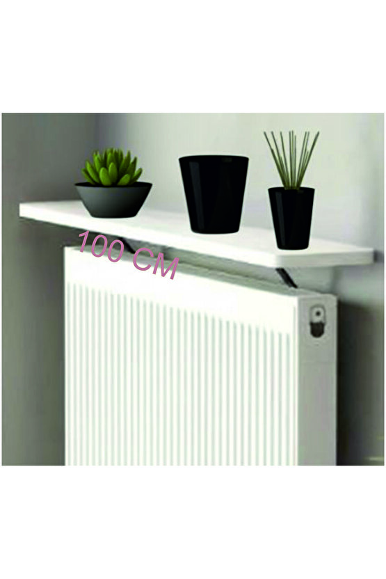 4 KÖŞE OVAL BEYAZ Petek Üstü Raf Dresuar Duvara Montajsız Kalorifer Peteği Üstü Raf 100x18cm