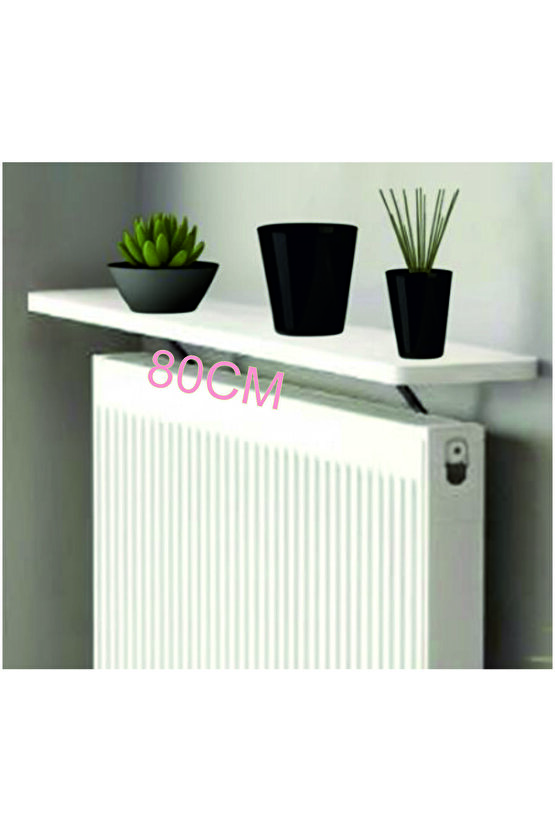 4 KÖŞE OVAL BEYAZ Petek Üstü Raf Dresuar Duvara Montajsız Kalorifer Peteği Üstü Raf 80x18cm
