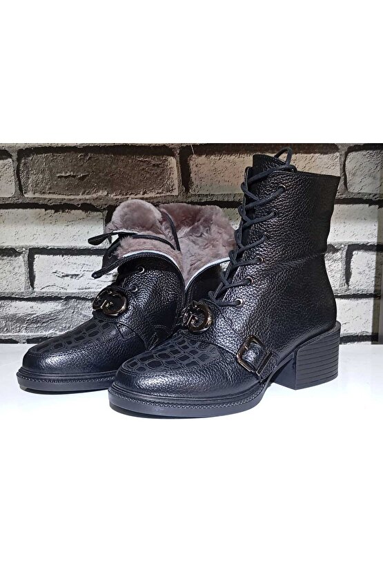 %100 HAKİKİ DERİ BOT İÇİ HAKİKİ KÜRK