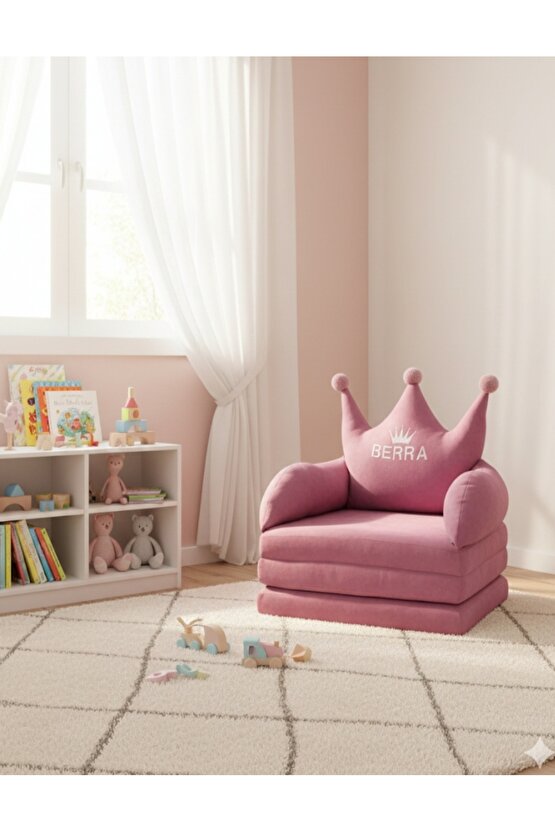 Pembe oyun halısı katlanabilir koltuk yatak