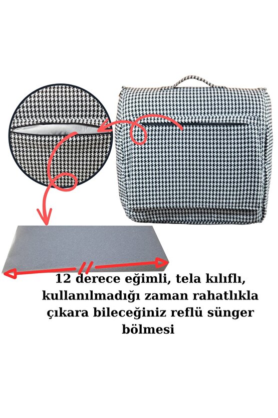 Çantalı Babynest, Bebek Çantası, Taşına Bilir Ebeveyn Yanı Reflü Yatağı Kazayağı Desenli