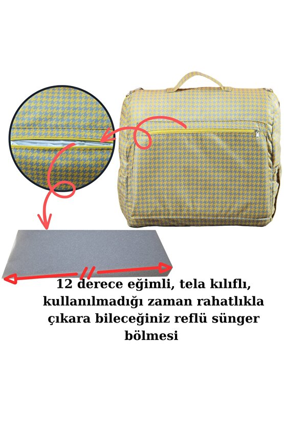 Çantalı Babynest, Bebek Çantası, Taşına Bilir Ebeveyn Yanı Reflü Yatağı Kazayağı Desenli