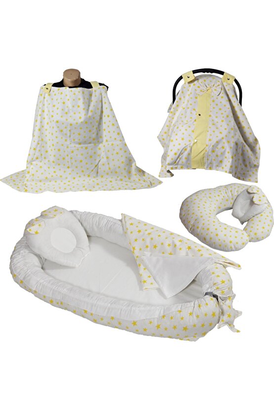 Babynest Puset Örtüsü Ortopedik Puset Minderi Ve Araba Minderi Emzirme Örtüsü 10 Lu Set
