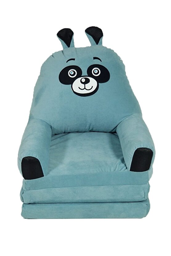 Katlanabilir Bebek-çocuk Koltuğu Sandalye Portatif Yatak Puf Taytüyü Turkuaz Panda
