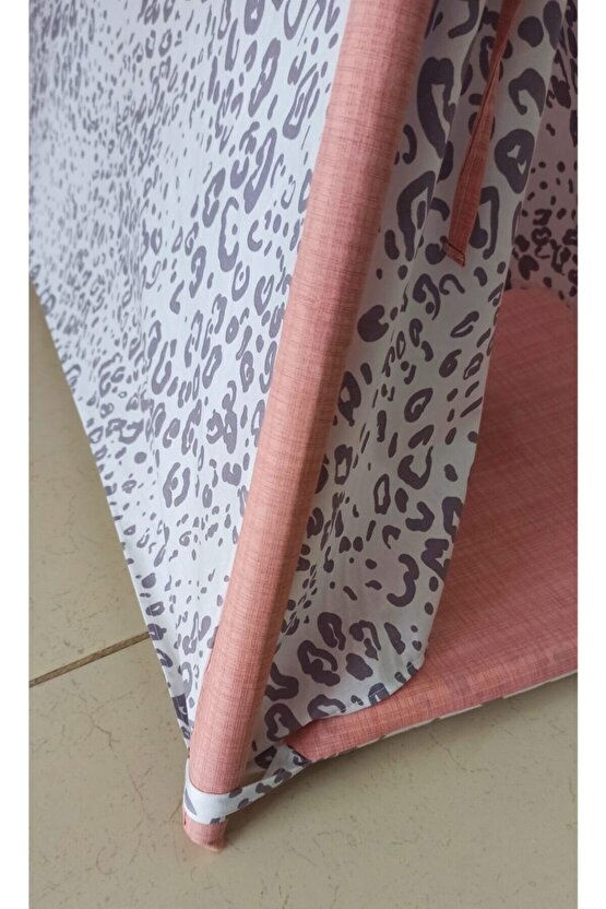 Kızılderili Oyun Çadırı Sabitleme Aparartı Hediyelidir Pudra, Gri-leopar