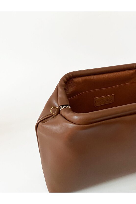 Heybes Kadın Kahverengi Vegan Deri Çıkarılabilir Saplı Omuz ve El Çantası
