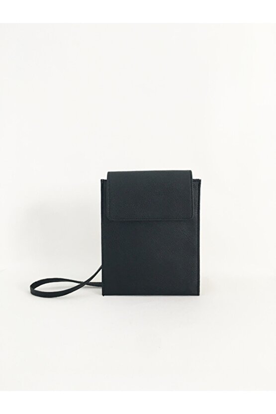 Kadın Siyah Kapaklı Telefon Omuz Çantası