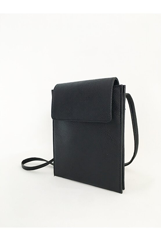 Kadın Siyah Kapaklı Telefon Omuz Çantası