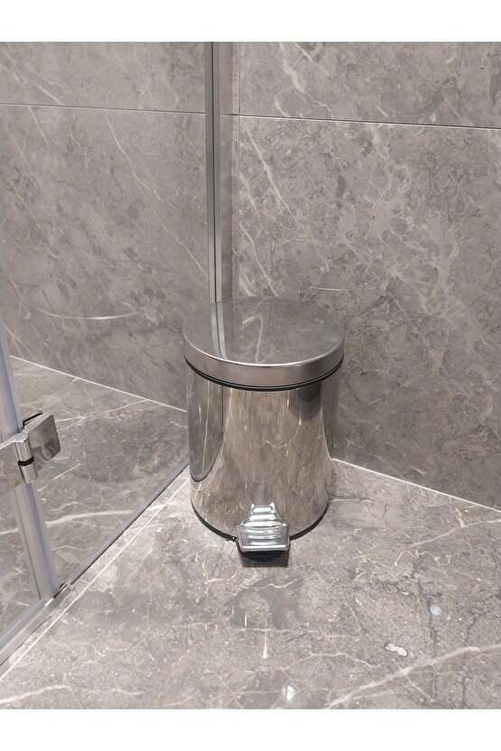 BELİNZA ÇÖP KOVASI PEDALLI KROM 5 L