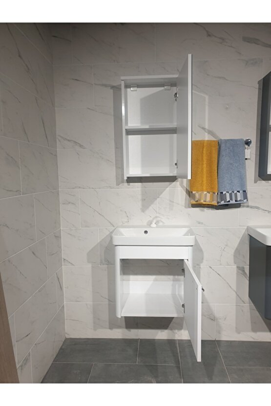 Smart 55 Cm Beyaz Banyo Dolap Takımı