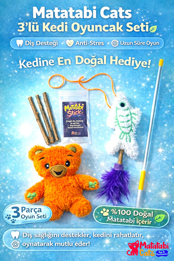ÖZEL KEDİM PAKETİ (KEDİ OLTASI,KEDİ OYUNCAĞI,MATATABİ ÇUBUK)