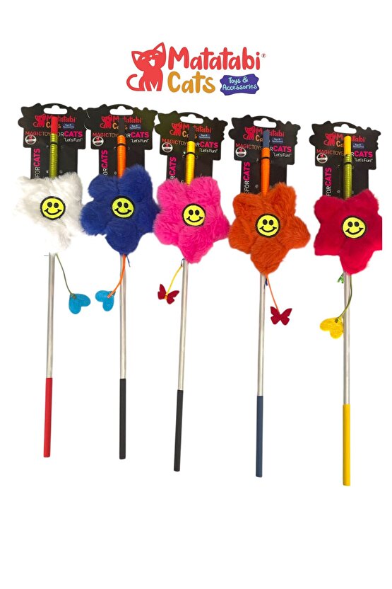Matatabi Cats ÇİÇEK Alüminyum saplı kedi oltası(Matatabi,çıngırak ve özel hışırtı içerir.özel kumaş)