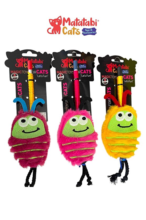 Matatabi Cats BUG Alüminyum saplı kedi oltası(Matatabi,çıngırak ve özel hışırtı içerir.özel kumaş)