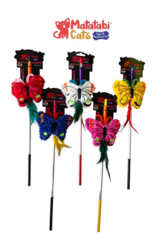 Matatabi Cats KELEBEK Al. saplı kedi oltası(Matatabi,çıngırak ve özel hışırtı içerir.özel kumaş)