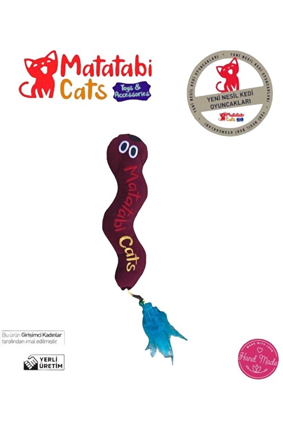 Big Wormy Sesli Peluş Kumaş Kedi Oyuncağı Matatabi İçerikli (Kedi Nanesi-Otu İçermez)