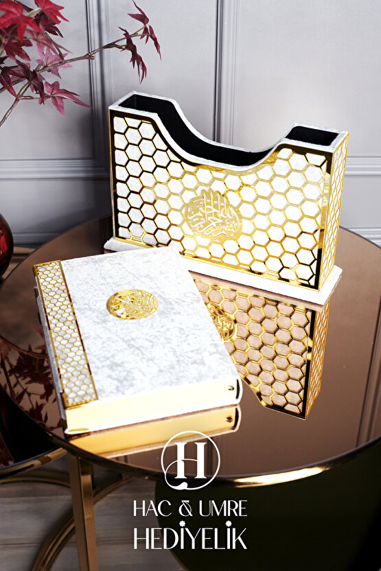 Hediyelik Kuran | Hediyelik Kuranı Kerim | Kadife Kaplama Ahşap Kutulu Kuran