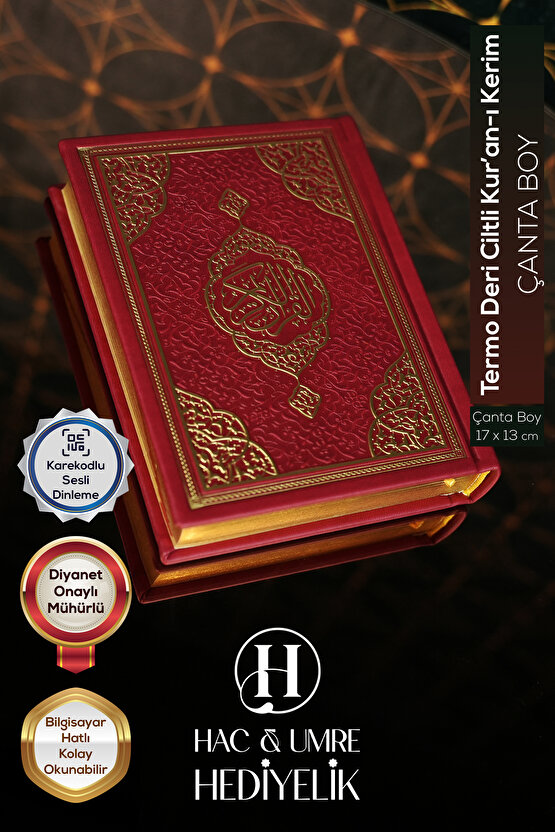 Kuranı Kerim | Kırmızı Termo Deri Ciltli Kuranı Kerim | Çanta Boy Kuran