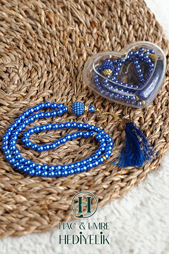 Hediyelik Tesbih | 99lu İnci Tesbih Vav İmameli Püsküllü Kalp Kutulu | Hac Umre Gün Davet Hediyesi