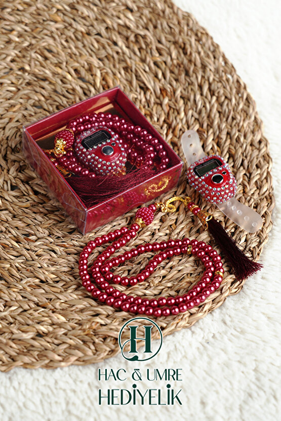 Taşlı Zikirmatik ve İnci Tesbih Seti | Mevlüd Hac Umre Davet Organizasyon Hediyesi | 10 Adet Set