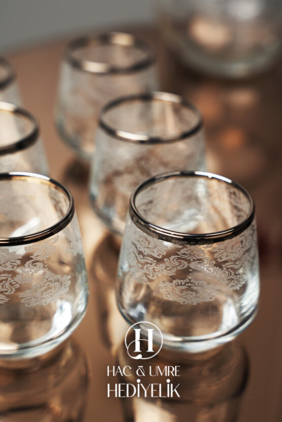 Dekoratif Cam Zemzem İkram Takımı 8 Parça | Zemzem ve Mevlid Sunum Seti