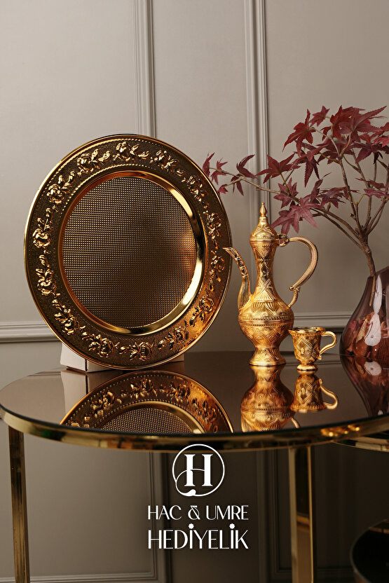 Zemzem Takımı | Gold Zemzem Sunum Seti | Zemzem Tepsisi, İbrik ve Fincan Seti