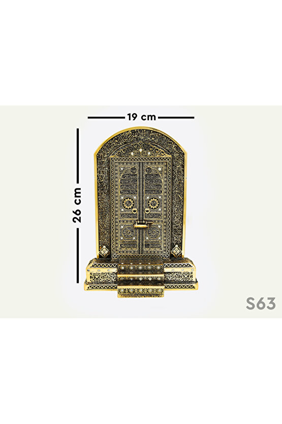 Lüks Hediyelik Dekoratif Obje Gold Dekor Gold Ev Ofis Dekorasyon Kabe Kapısı Ayetel Kürsi Biblo