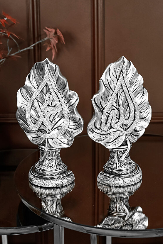 İKİLİ BİBLO SETİ HEDİYE LÜKS OBJE DEKORATİF YAPRAK ALLAH MUHAMMED SÜS