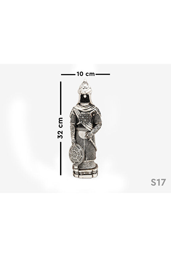 Osmanlı Zırh Tarihi Asker Biblo Lüks Gümüş Kaplama Obje Ihlas Suresi Işlemeli Dekoratif Figür