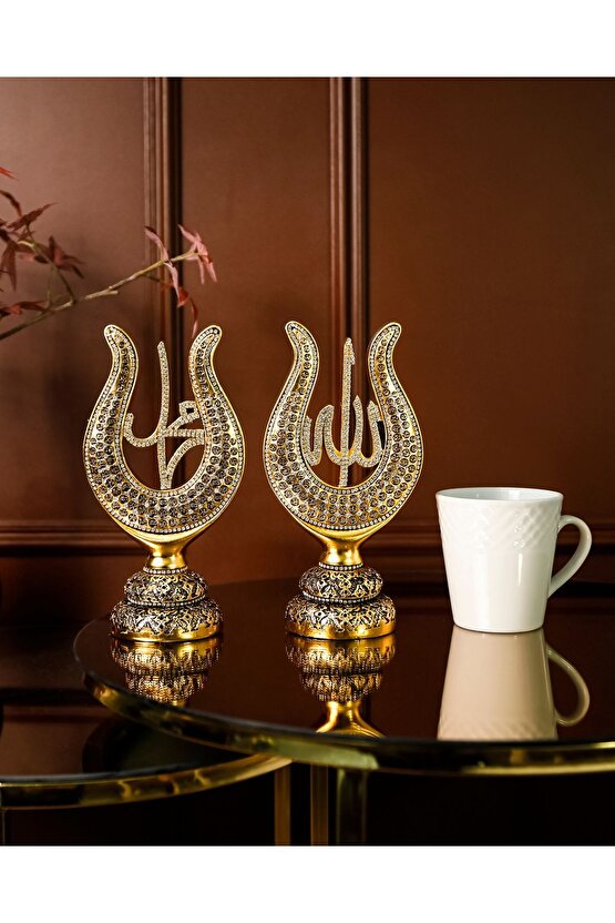 Biblo Hediye Seti Gold Dekorasyon Lüks Aksesuar Hediyelik Obje Lale Esmaülhüsna Allah Muhammed Süs