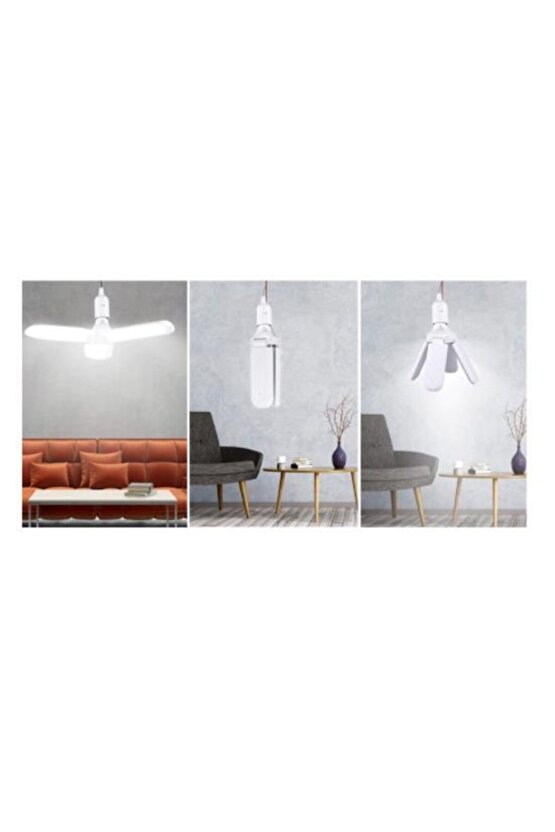 Pervane Şeklinde Katlanabilir Led Ampul 3 Kollu Ayarlanabilir 40 Watt