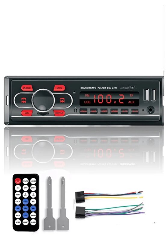 Dx-2700 Çift Usb Girişli Bluetooth Oto Teyp Araba Teybi Radyo Sd Aux Teyp Kumandalı