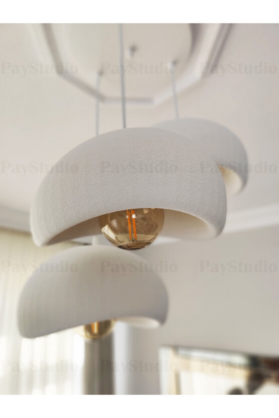 Beton Görünüm 3 Lü Sarkıt Avize Bohem Modern Rustik (E27 Ampul Hediyedir.)