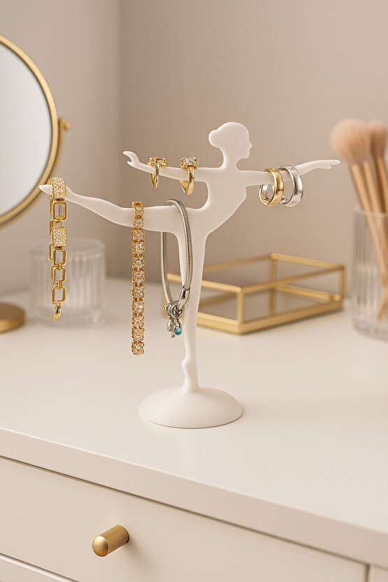 Dekoratif Balerin Tasarımlı Takı Standı, Düzenleyici, YüzükKüpeKolyeTakı Askılığı - Sert Plastik