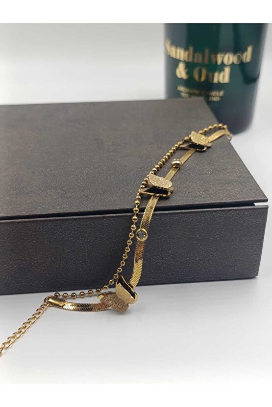 Kelebek Detaylı Çelik Bileklik